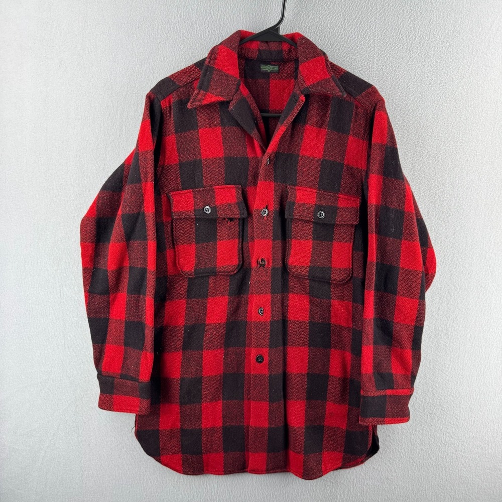 Vintage 30s 40s Montgomery Ward Wool Flannel Shirt Mens Fits Small Buffalo Plaid